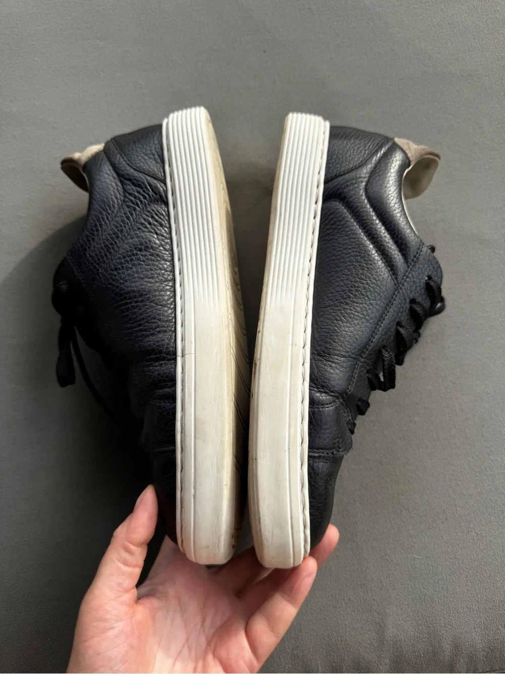 Brunello Cucinelli Leather Sneakers Size 41 Black White Made in Italy